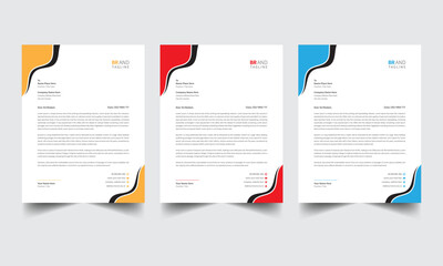 Modern professional business corporate letterhead design set with color variation.