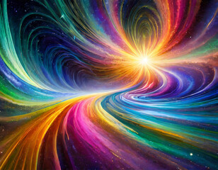 Leuchtende Nebel in Spiralform inmitten einer Galaxie.. Spiralf&ouml;rmig in Regenbogenfarben.