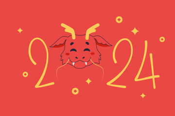 2024 year of the Chinese dragon, cute dragon.