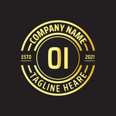 Professional simple Letter OI Circle Luxury Gold Color Vector Logo Template