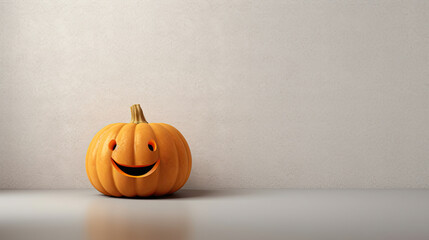 A Halloween pumpkin on a light gray background.