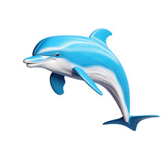 3D Cartoon of Aqua breeze Dolphin on transparent background