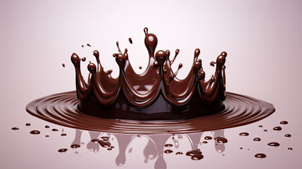 Liquid chocolate crown shaped splash. In a liquid chocolate.