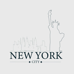Vector designed skyline travel label, new york city.