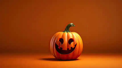 Obraz premium A Halloween pumpkin on a dark lime background.