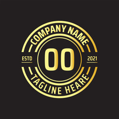 Professional simple Letter OO Circle Luxury Gold Color Vector Logo Template