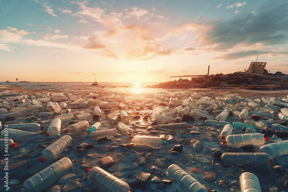 Wall mural garbage on beach