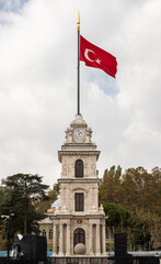 modern museum istanbul clock tower turkish flag, Istanbul