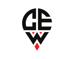 Obraz premium CEW letter location shape logo design. CEW letter location logo simple design.