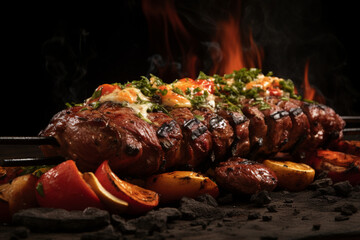 shish kebab on the grill, generative ai