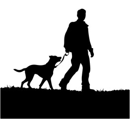 silhouette of a person with a dog