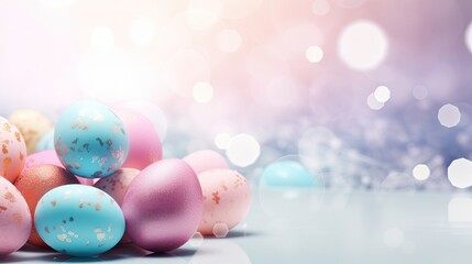 Fototapeta na wymiar easter decoration, colorful easter eggs illustration background, ai generated