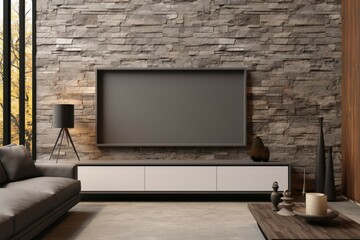 3D rendering of a stylish living room with space for customization
