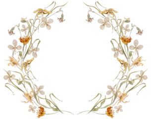 Watercolor autumn floral frame. Hand drawn watercolor fall frame with dry flowers