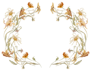 Watercolor autumn floral frame. Hand drawn watercolor fall frame with dry flowers