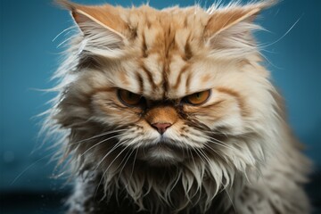 A disgruntled cats negative emotions shine through in its furious expression