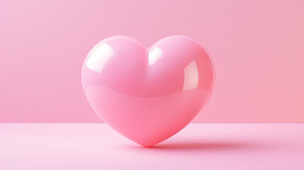 pink heart on a pastel pink background, Valentine's Day banner, place for a text 