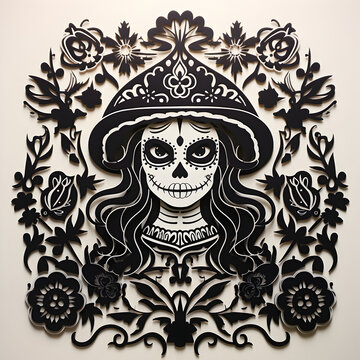 Day of the dead, black, paper cut-outs