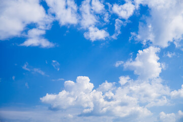 Beautiful cumulus clouds in the blue sky. natural background