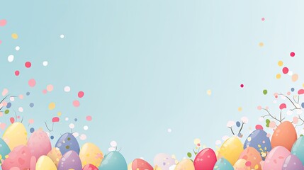 easter decoration, colorful easter eggs illustration background, ai generated