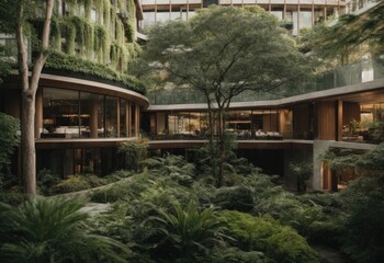 Obraz premium Biophilic organic architecture design hotel 