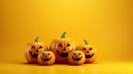 Halloween pumpkins on a yellow background.
