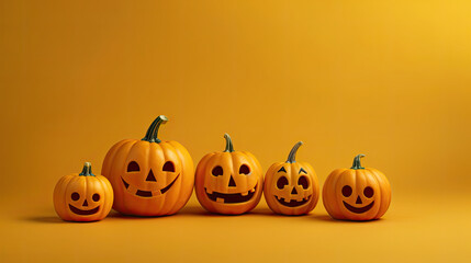 Halloween pumpkins on a yellow background.