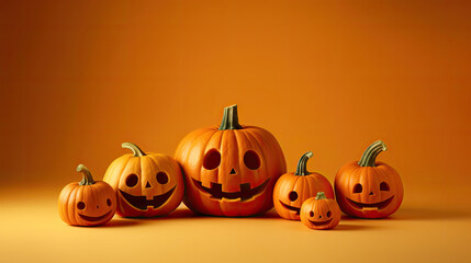 Halloween pumpkins on a lime background.