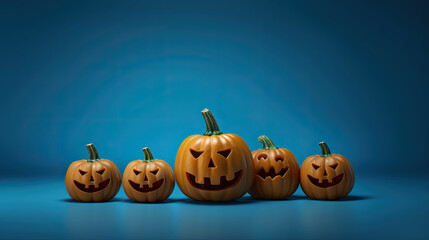 Halloween pumpkins on a blue background.