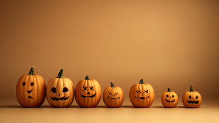 Halloween pumpkins on a beige background.