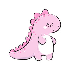 Cute soft pink cartoon dinosaur character