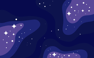 Vector space background . Cute flat style template with Stars in Outer space