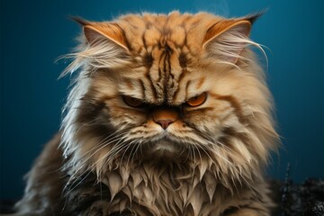 An angry felines discontent reflects a terrible day of misfortune - obrazy, fototapety, plakaty