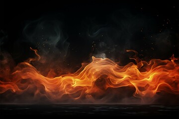 Fototapeta premium A mystic Halloween backdrop dark abstract, orange lights, and spooky smoke