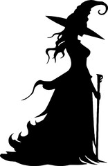 Witch vector design, Halloween witches silhouette, Black Witchcraft SVG, Magical season PNG images, Halloween costume sublimation designs