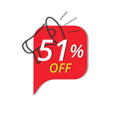 Super discount banner, Vector illustration of red discount banner for stores, up to 51% off promotion.