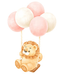 Lion and balloons cartoon