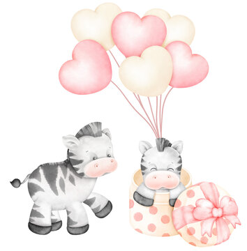 Cute animal on gitf box. Zebra