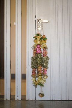 Bride and Groom jaymalhaarvarmala hanging on wall
