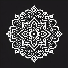 Ornamental round lace ornament, Abstract mandala isolated on black background