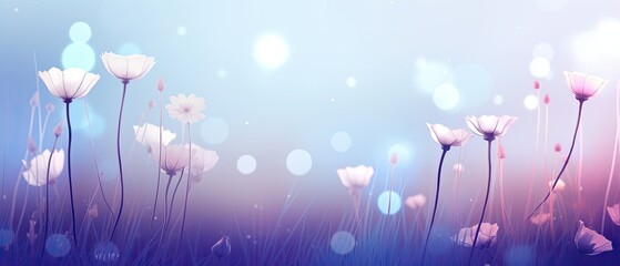Fototapeta na wymiar Serene Pastel Flowers with Dreamy Bokeh Lights