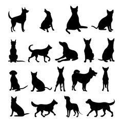 Silhouette of dog vector art illustration