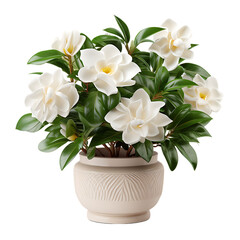 Naklejka na ściany i meble Gardenia in Ceramic Pot Isolated on Transparent or White Background, PNG