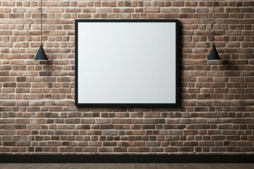Black frame mock up on textured brick wall space for your art