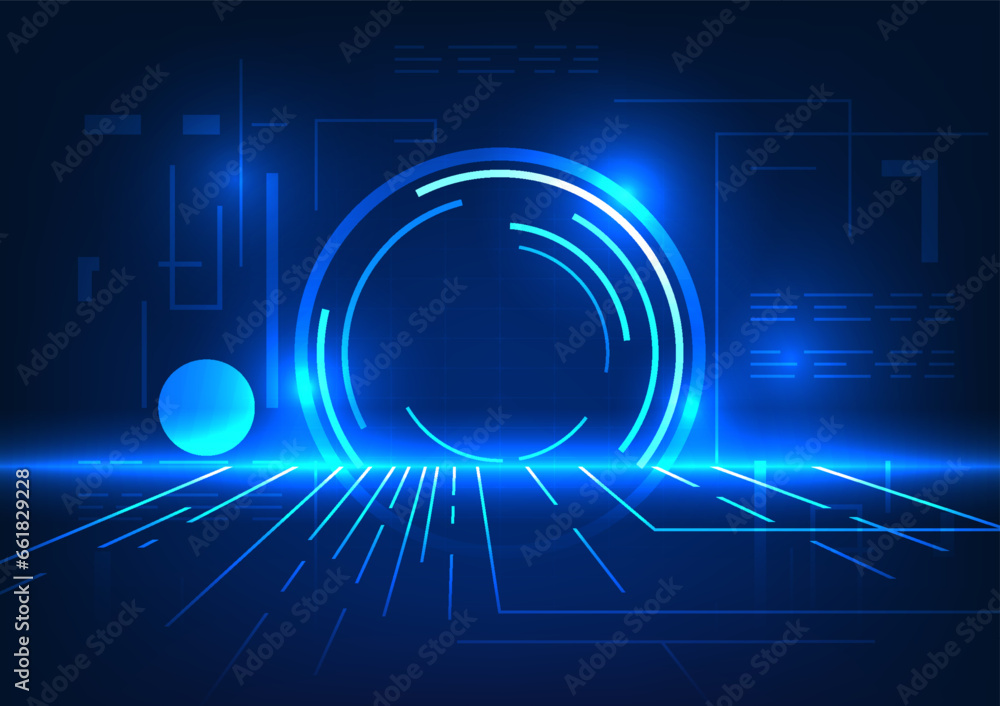 Poster technology circle on the back is a composition of lines on the floor that form interconnected circui