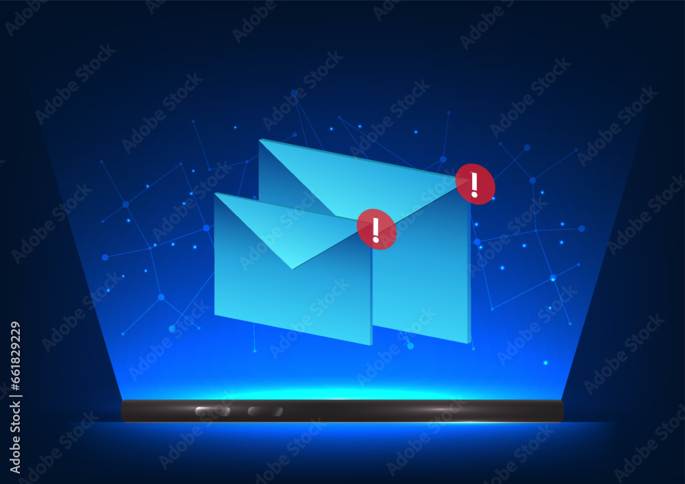 Aufkleber technology smartphone with envelopes floating on the screen refers to a mobile phone that has a noti