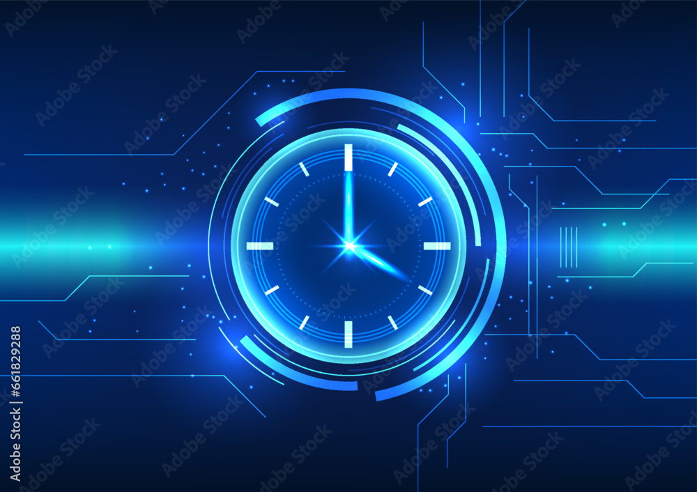 Poster time technology behind the watch is a technological circuit. shows time as a reference point within 