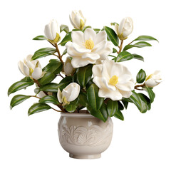 Naklejka na ściany i meble Gardenia in Ceramic Pot Isolated on Transparent or White Background, PNG