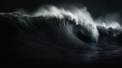 Foto op Plexiglas Black waves in the ocean, Generative AI © AIExplosion