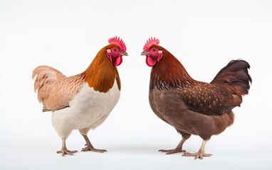 Fototapeta premium Brown hens. Great for stories about chickens, organic farming, poultry farming, homesteading, food supply, livestock and more. 